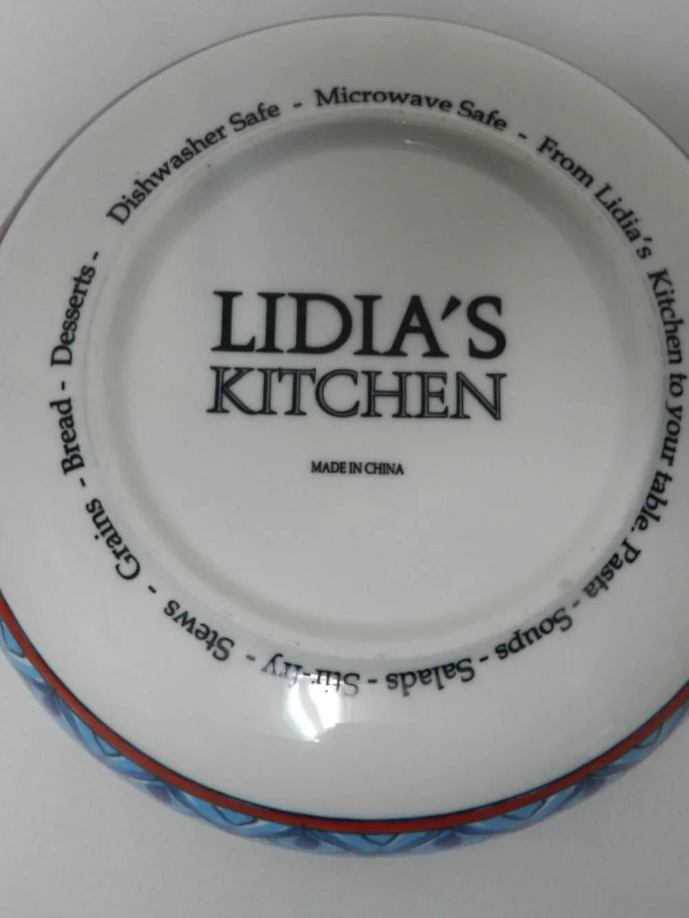 Lidia's Kitchen Pasta Soup Salad Desert Bowl floral serve Micro Dish 8.5